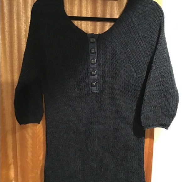NWT Free people cotton navy knit tunic buttons on the back and 2 pockets S - Picture 8 of 11